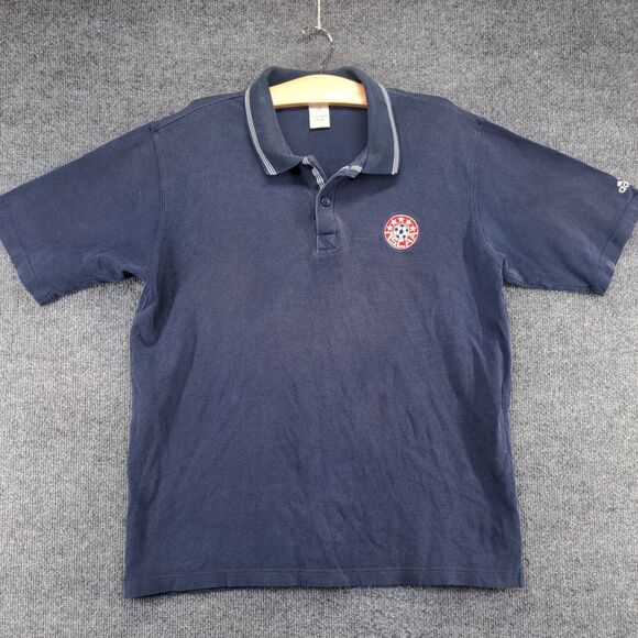 Adidas Men's NSCAA Soccer Polo Shirt Blue Large Short Sleeve Embroidered Logo - Picture 2 of 13